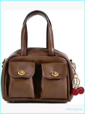 Vintage Turn Lock Shoulder Bag Faux Leather Satchel Crossbody Purse